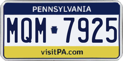 PA license plate MQM7925