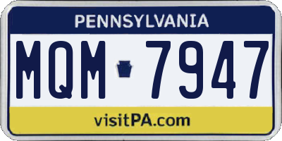 PA license plate MQM7947