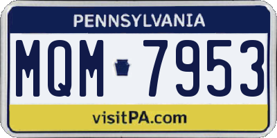 PA license plate MQM7953