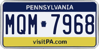 PA license plate MQM7968
