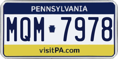 PA license plate MQM7978