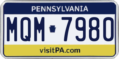 PA license plate MQM7980