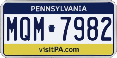 PA license plate MQM7982