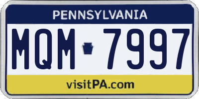 PA license plate MQM7997