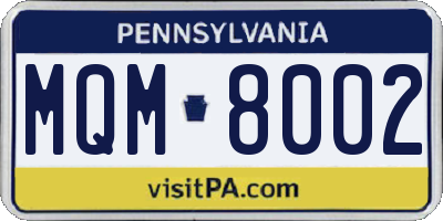 PA license plate MQM8002