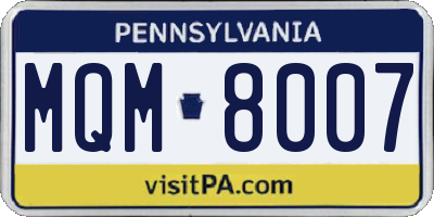 PA license plate MQM8007