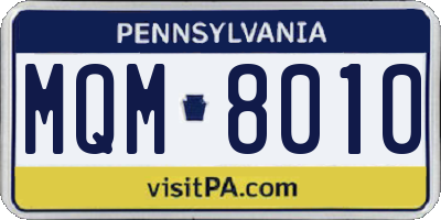 PA license plate MQM8010