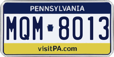 PA license plate MQM8013