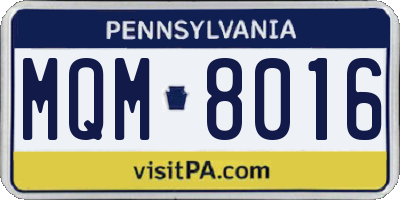 PA license plate MQM8016