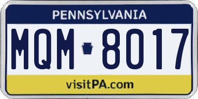 PA license plate MQM8017