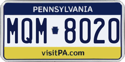 PA license plate MQM8020
