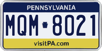 PA license plate MQM8021