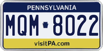 PA license plate MQM8022