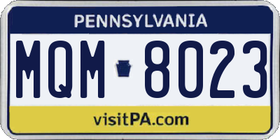 PA license plate MQM8023