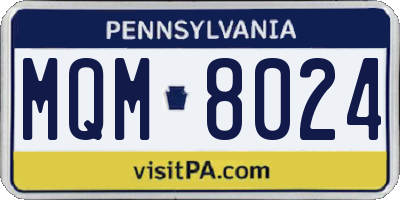 PA license plate MQM8024