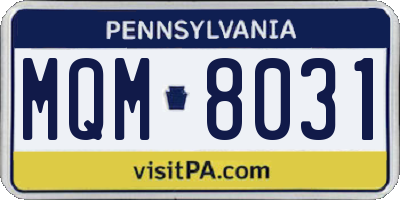 PA license plate MQM8031