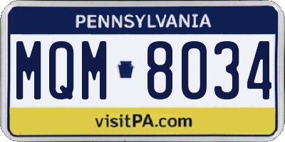 PA license plate MQM8034