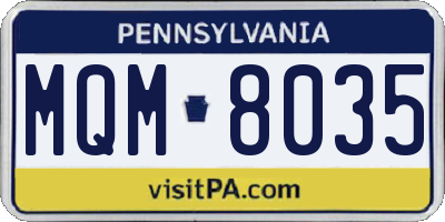 PA license plate MQM8035