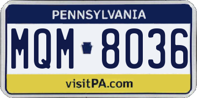 PA license plate MQM8036