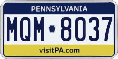 PA license plate MQM8037