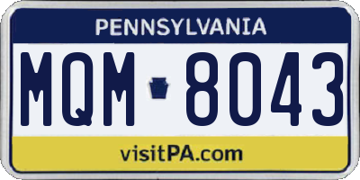 PA license plate MQM8043