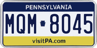 PA license plate MQM8045