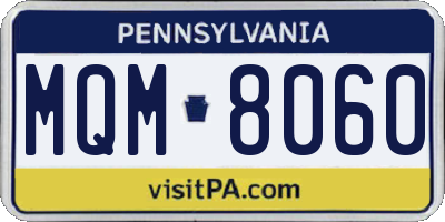 PA license plate MQM8060