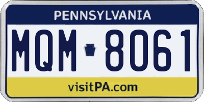 PA license plate MQM8061