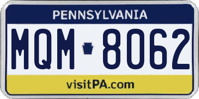PA license plate MQM8062
