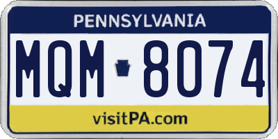 PA license plate MQM8074