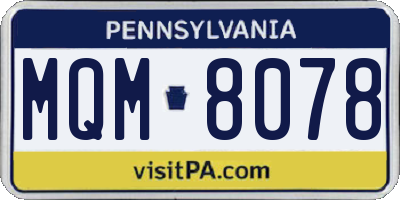PA license plate MQM8078