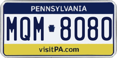 PA license plate MQM8080