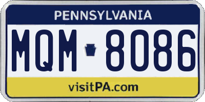 PA license plate MQM8086