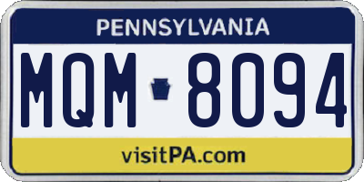 PA license plate MQM8094