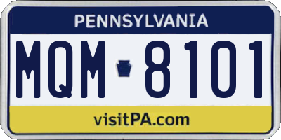 PA license plate MQM8101