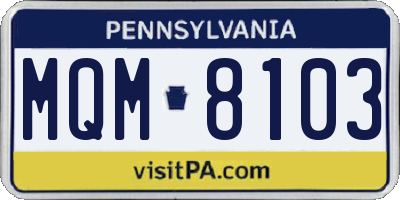 PA license plate MQM8103