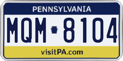 PA license plate MQM8104