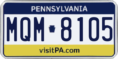 PA license plate MQM8105