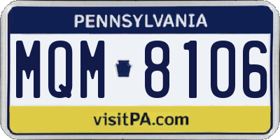 PA license plate MQM8106
