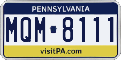 PA license plate MQM8111