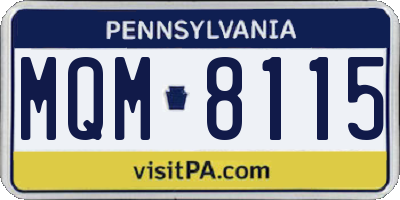 PA license plate MQM8115