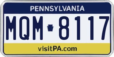 PA license plate MQM8117