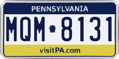 PA license plate MQM8131