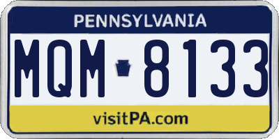 PA license plate MQM8133