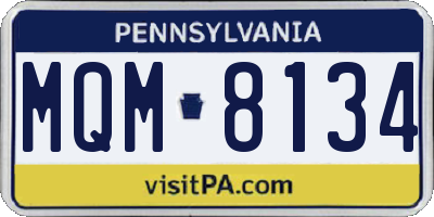 PA license plate MQM8134