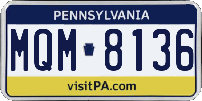 PA license plate MQM8136