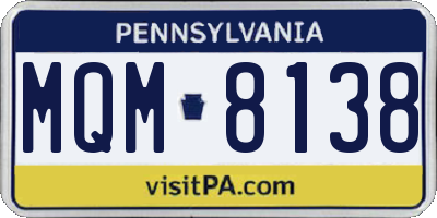 PA license plate MQM8138