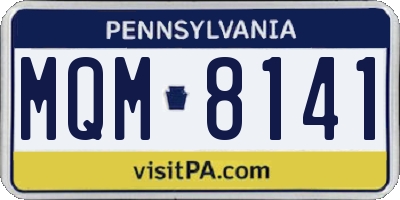 PA license plate MQM8141