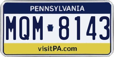 PA license plate MQM8143