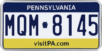PA license plate MQM8145